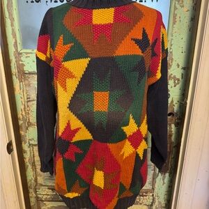 Vintage Colorful Geometric Pattern Sweater